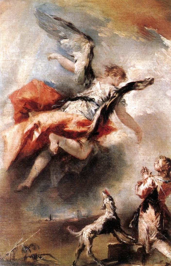 Storie di Tobia. L'angelo appare a Tobia - chiesa di San Raffaele Arcangelo, Venezia, dettaglio